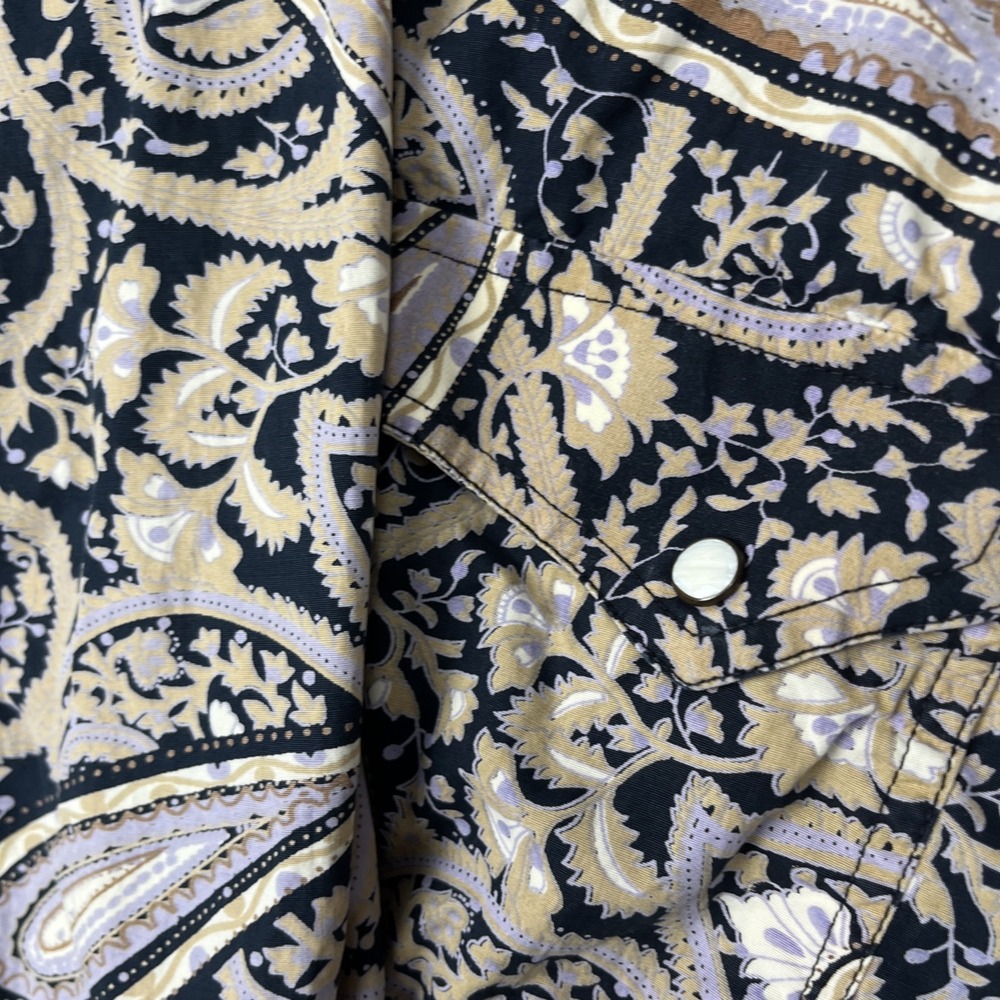 Larry Mahan Shirt Mens M Paisley Blue Pearl Snap Cowboy Collection - Picture 6 of 12